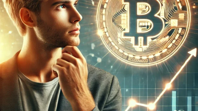 ビットコインを見守る男性