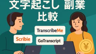 Scribie・TranscribeMe・GoTranscriptの報酬比較グラフ